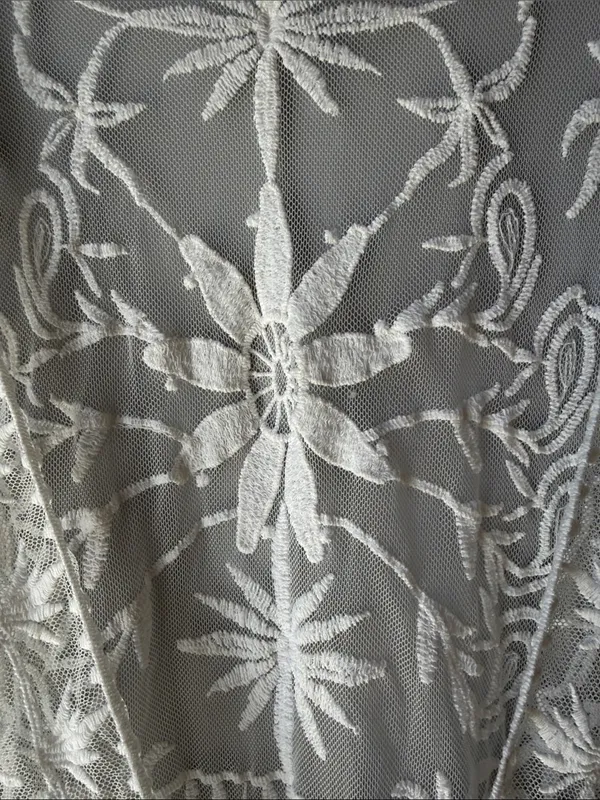 Floral Sheer Lace Cottagecore Tie Front Kimono Duster Cotton Blend - Image 3