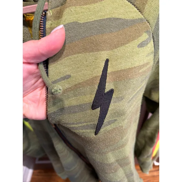 Aviator Nation Bolt Embroidery 4 Stripe Zip Hoodie in a camouflage xxl - Image 4