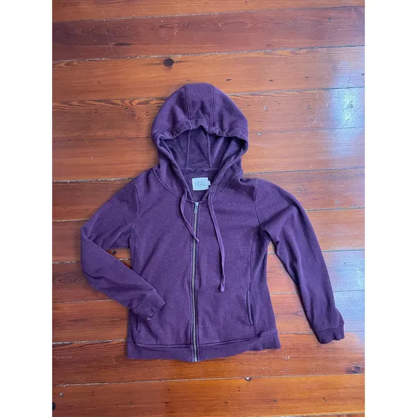 UGG Clara Hoodie Womens M Plum Purple Full Zip Fitted Stretch Sweatshirt - Image 5