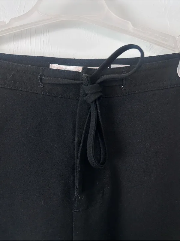 Black Wide-Leg Drawstring Trouser Pants - Image 2