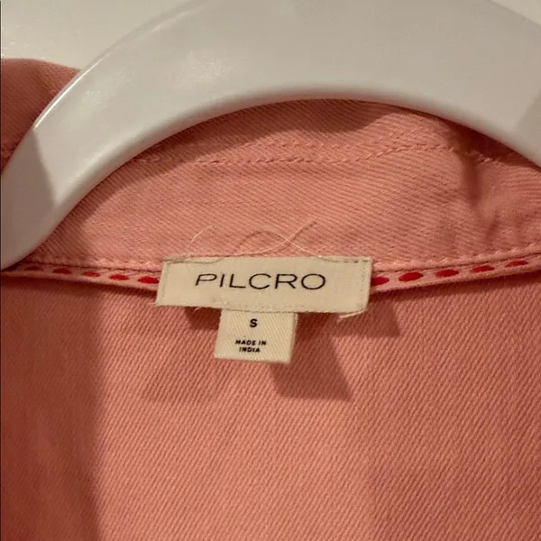 Pilcro Soft Pink Cropped‎ Boxy Short-Sleeve Top twill denim small - Image 5