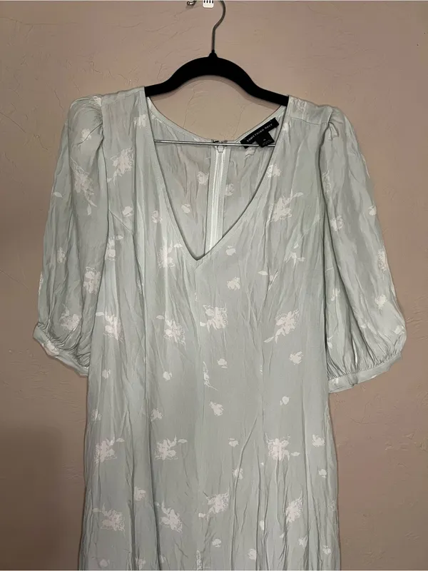 Something‎ Navy Light Teal Chalk Etch Flowers Viscose Romantic Maxi Dress - Image 3