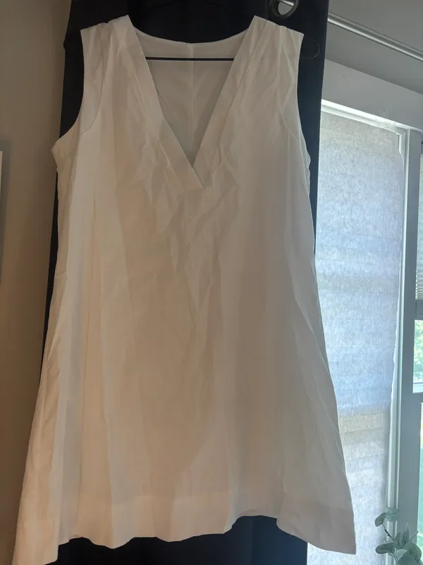 Shein Linen White V-Neck Dress - Image 2