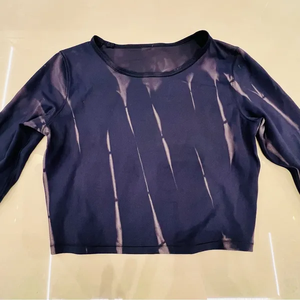 Lululemon Wunder Train Cropped Long Sleeve Shirt Sun Bleached Wash True Navy - Image 6