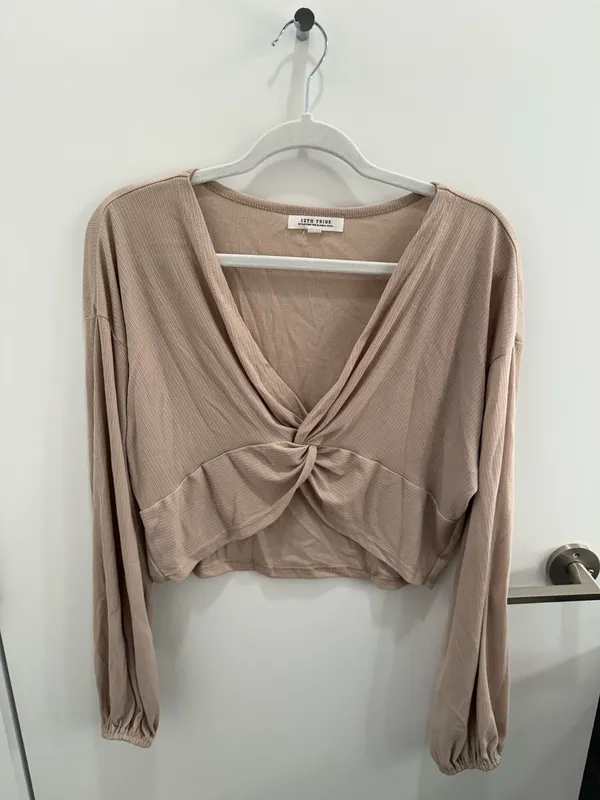 12th Tribe Tan Flowy Top Size S/M - Image 2