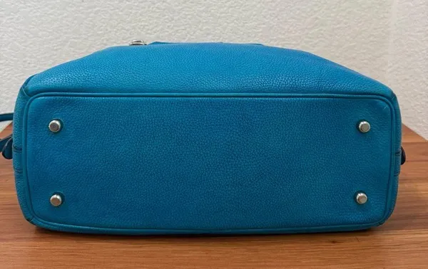 COACH Prairie Pebbled Leather Turquoise Color Satchel Crossbody RECOLORED! READ - Image 4