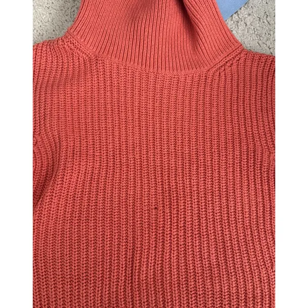 Abercrombie & Fitch Orange Turtleneck Sweater Vest Size M Knit Fall Layering - Image 7