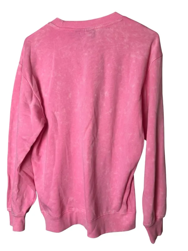 Barbie Pink Distressed Style Glitter Crewneck Logo Pullover Sweatshirt Size M - Image 6