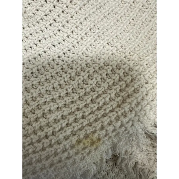 Free People‎ Cream Moonshine V Neck Sweater Cold Shoulder Distressed Small FW26 - Image 4