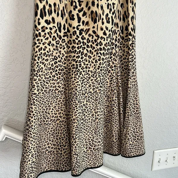 Vintage Odeliah Cheetah Animal Print Maxi Skirt Mermaid Size 10 Stretchy Fall - Image 4