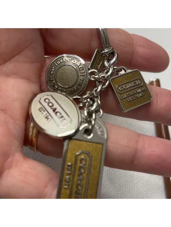Coach Silver and Brown Logo Charms Keychain & Matching Pen NIP - Image 3