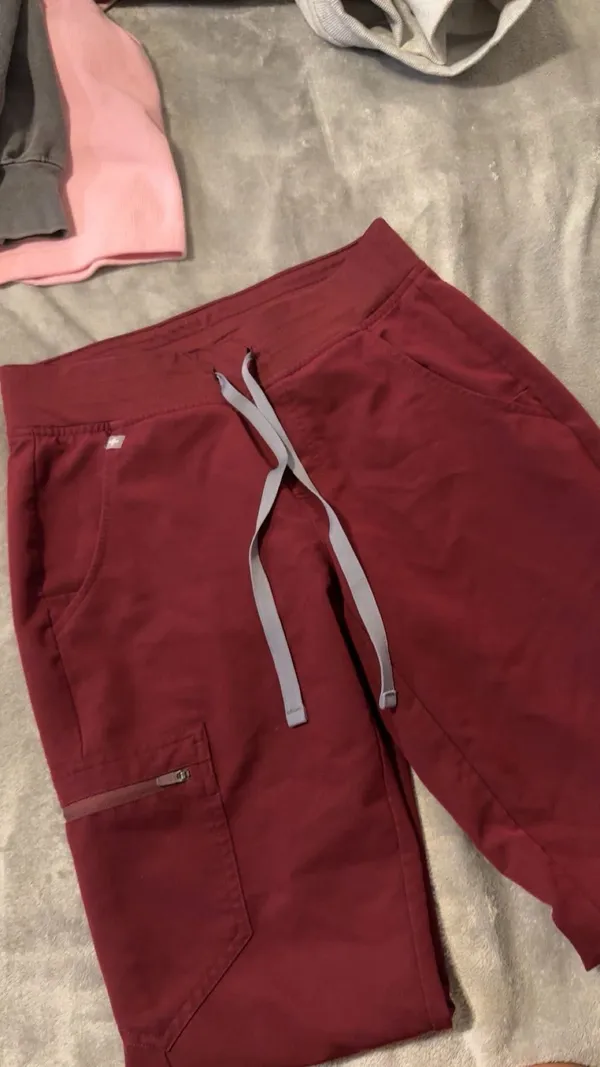 FIGS Burgundy Scrub Pants & Tops - Image 2