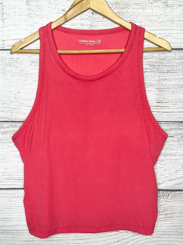 Outdoor Voices Coral Pink Ribbed Athletic Tank Top with Built In Bra Size XXL - Image 2