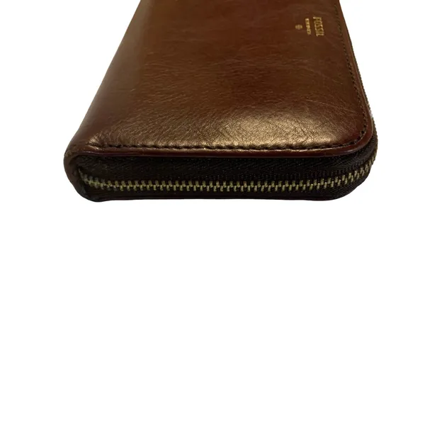 FOSSIL BRANDY BROWN FULL ZIP ISSUE NO. 1954 COLLECTION LEATHER WALLET - Image 6