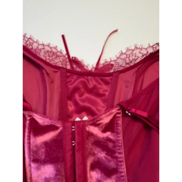 Victoria's Secret Corset Top Womens Medium Burgundy Velvet‎ Dream Angels Bustier - Image 9
