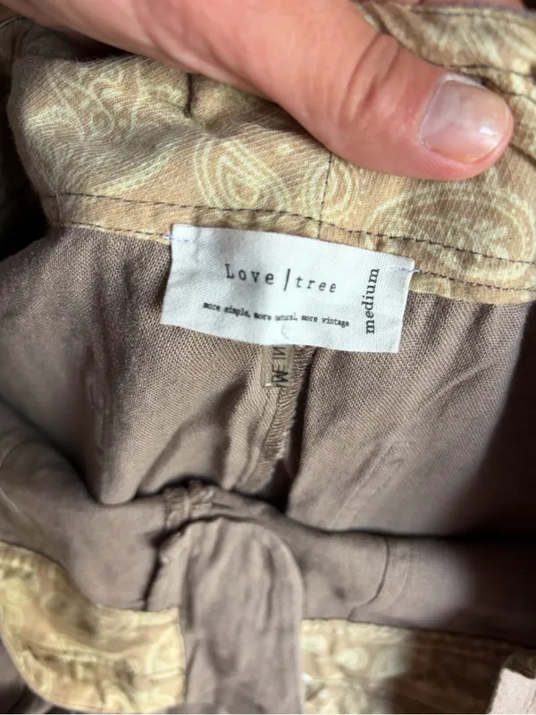 Love Tree Beige Straight-Leg Drawstring linen Vicose blend Pants medium - Image 3