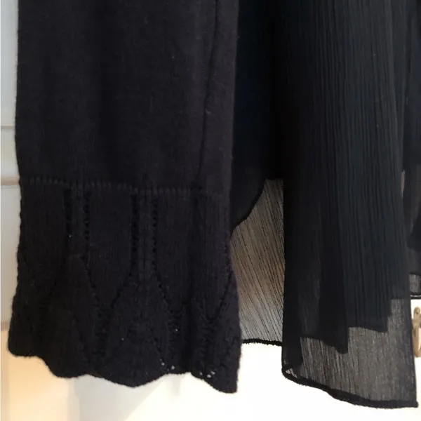 Knitted And Knotted By Anthropologie Elegant Black V-Neck Ruffle Cardigan Size S - Image 14