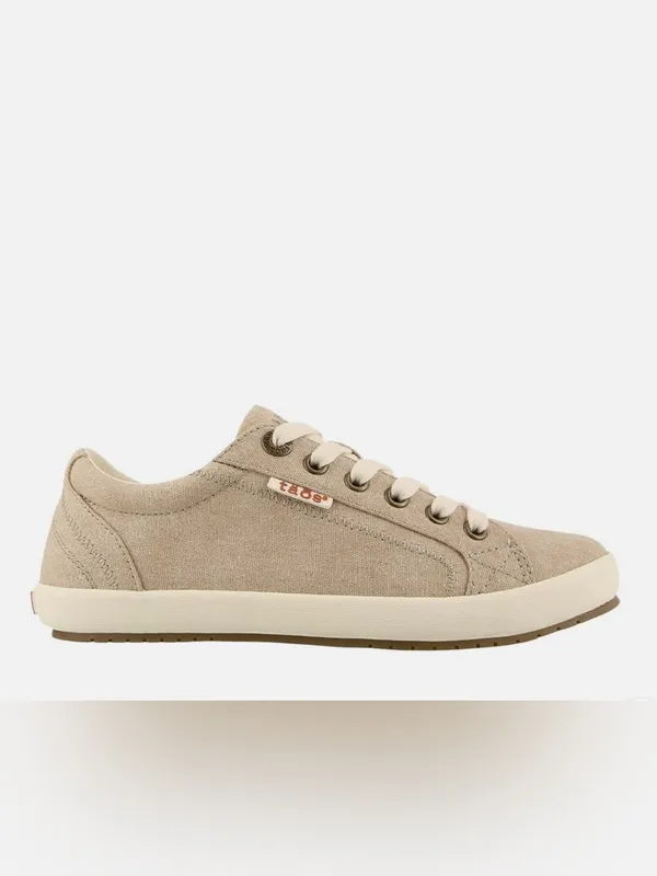 Taos Footwear Star Oat Wash Canvas Beige Canvas Lace-Up Women's Sneaker Size 8.5 - Image 2