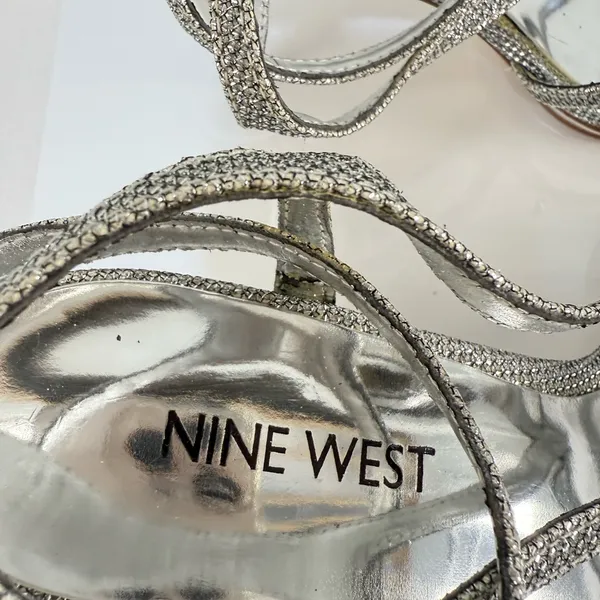 Nine West Sparkling Silver Strappy Heels - Image 2