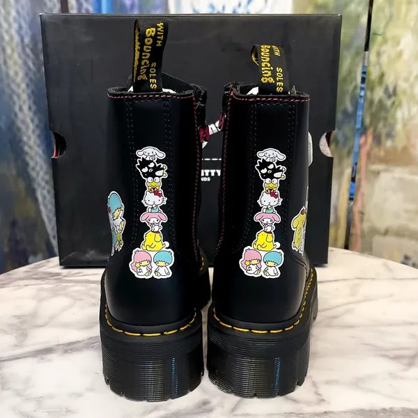 Dr.‎ Martens Jadon Hello Kitty Friends Leather Platform Boots Black US 7 NIB - Image 8