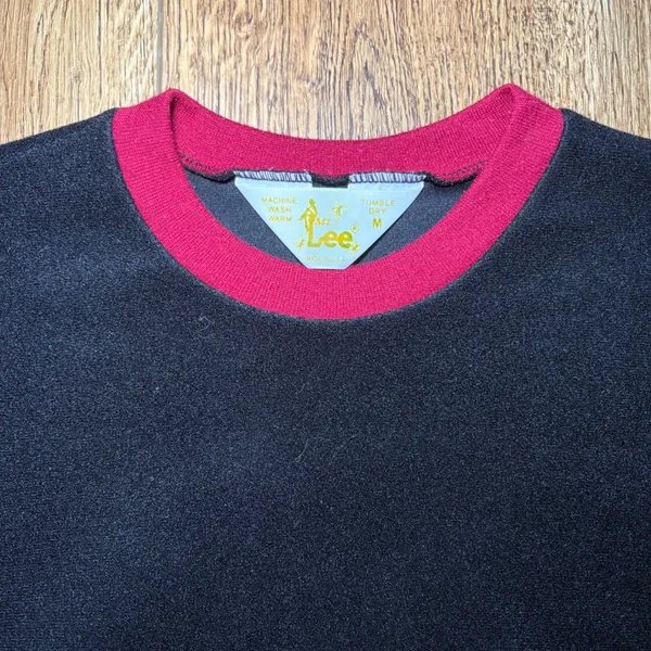 VTG 70s Ms Lee Velour Sweatshirt Black Red Crewneck Top USA Made Women's M retro - Image 2