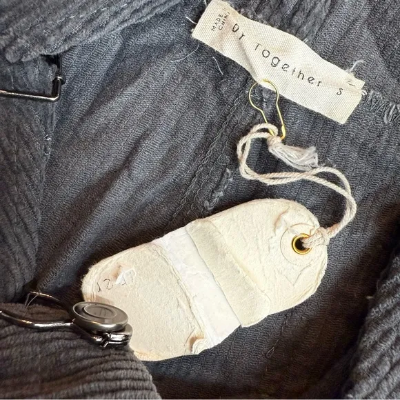 By Together Women’s S Corduroy Overalls Charcoal Gray‎ Relaxed Fit Boho Hipster - Image 6