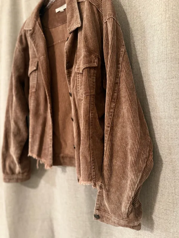 12th Tribe Oversized Raw Edge Corduroy Shacket | M - Image 4