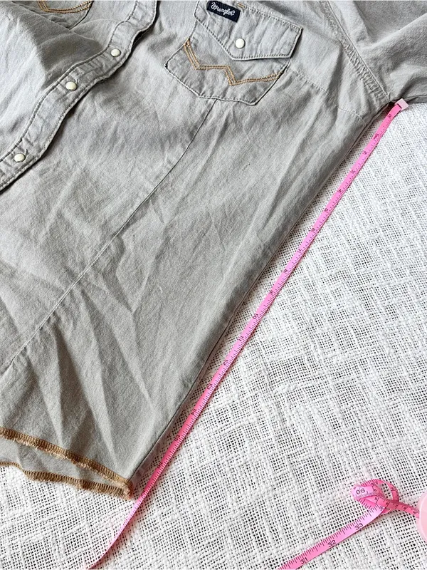 Wrangler "Retro" Long Sleeve Grey Denim Western Snap Shirt 🦅 Size Large - Image 7