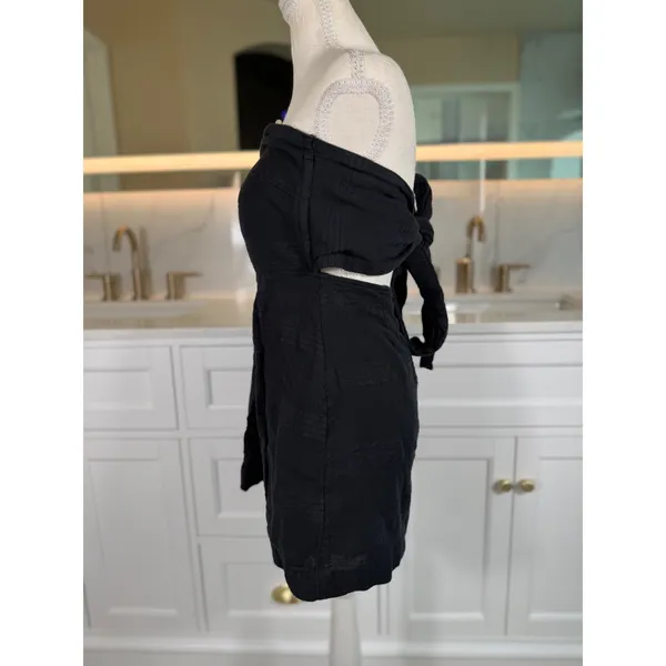 Free People Free-Est Romper Skort Womens Medium Black Tie Back Open Back Boho - Image 10