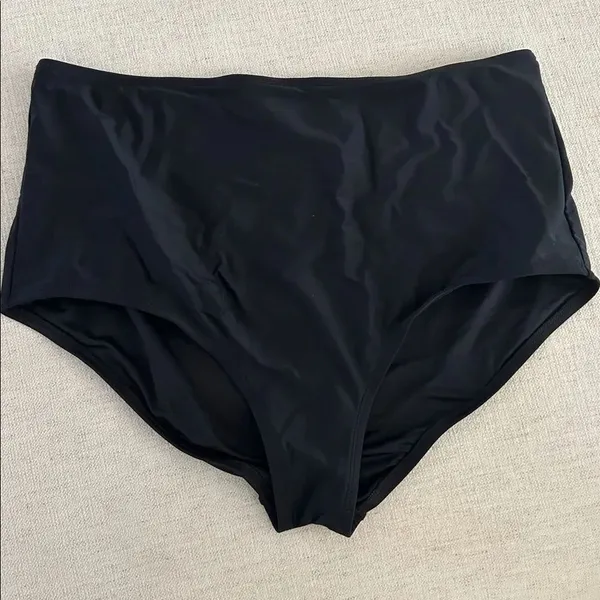 CUPSHE Plus Size Tankini V Neck High Waisted Asymmetric Flowy Hem,Black, 2X, NWT - Image 7