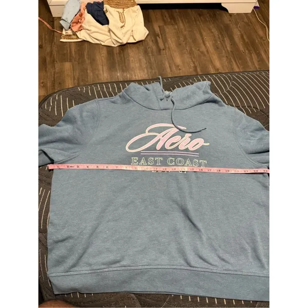 Women’s Aeropostale Blue Hooded Sweatshirt with Pink Script Logo size XL - Image 6