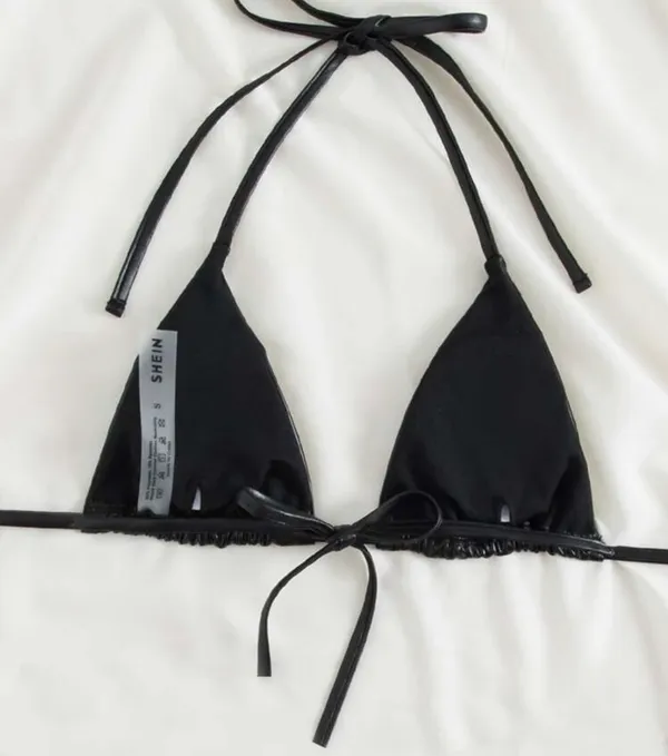 Pu Leather Bikini Top Black Size XL - Image 2