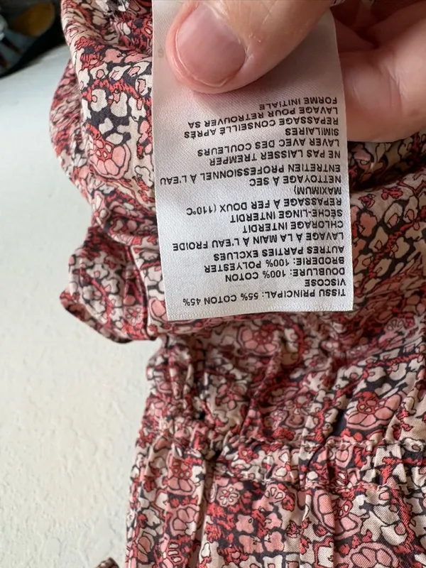 ba&sh Pink Beige Iris Short Floral Dress Size 0 - Image 9