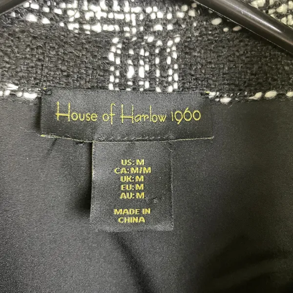 House of Harlow Shacket Womens Medium Black Button Up Tweed White Check Heavy - Image 10