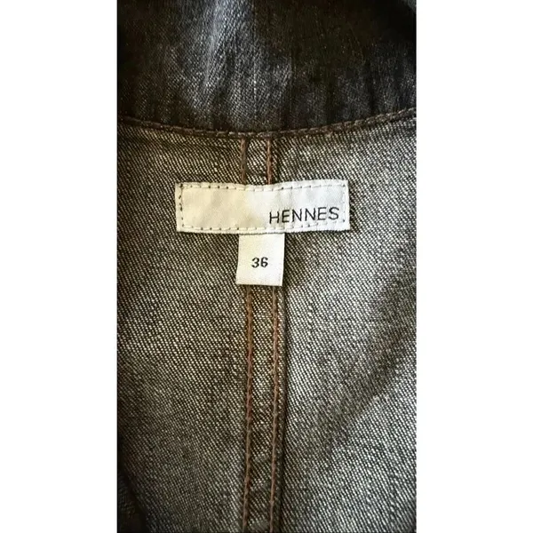 Vintage Hennes Denim Button Front Shirt Dress Dark Wash Size 36 - Image 4
