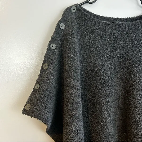 Barefoot Dreams CozyChic Coastline Grey Pullover Poncho One Size - Image 3