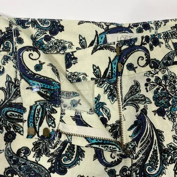 Linen Blend Preppy Shorts 6 Paisley Vacation Dressy Chino Garden Boho‎ Garden - Image 4
