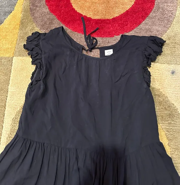 Aritzia Wilfred Sidonie Dress Black Mini Dress Ruffle Back Tie Size XS - Image 2