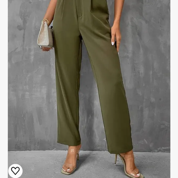High waisted army Green Trousers with Pockets size medium fits women's 6… - Image 4