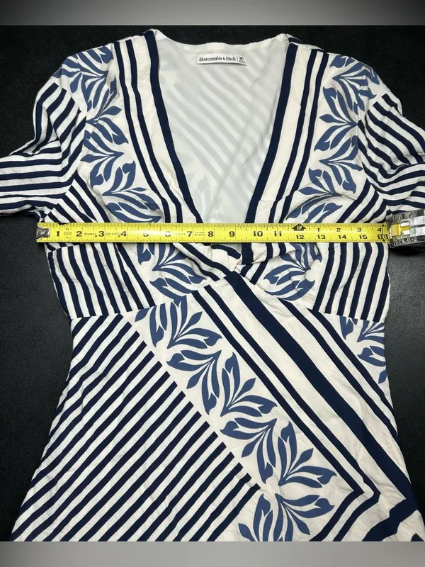 Abercrombie & Fitch Size MT Strips Floral Print Deep V Neck Mini Dress - Image 5