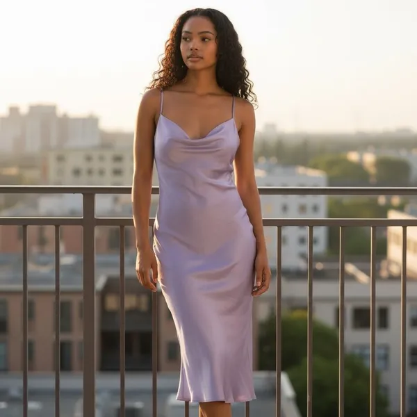 Express Lavender Satin Cowl Neck Slip Maxi Dress Size Large - Image 9