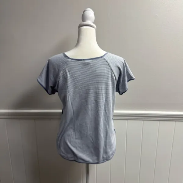LAKE Pajamas PJ Sleep Top Striped Pima Cotton Short Sleeve Blue White Small - Image 11