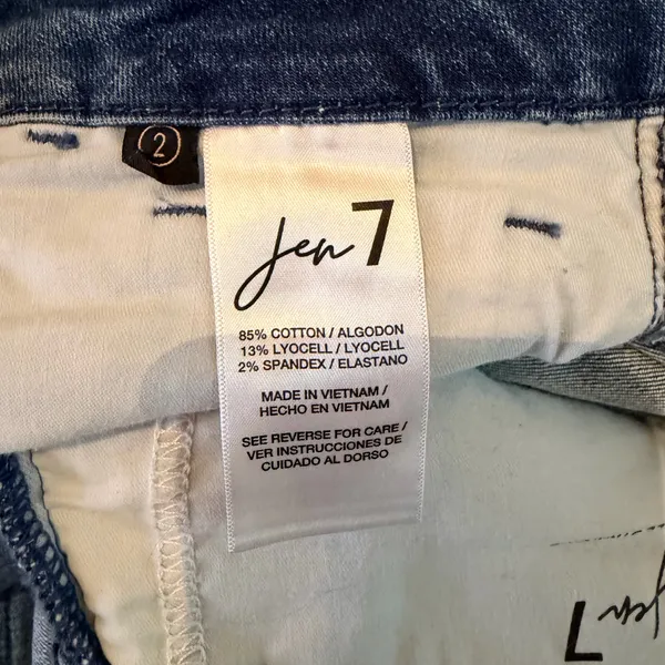 Jen7 By 7 For All Mankind Ankle Straight Jeans Raw Fray Hem Contrast Denim SZ 2 - Image 15
