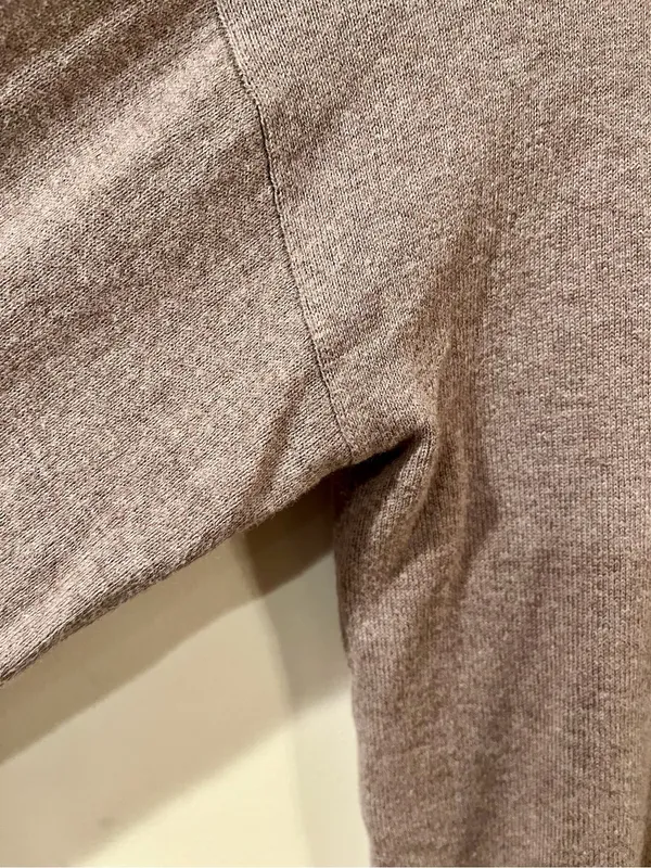 Shore Cotton Cashmere Light Brown Ribbed Mock Neck Knit Sweater - Size Medium - Image 3