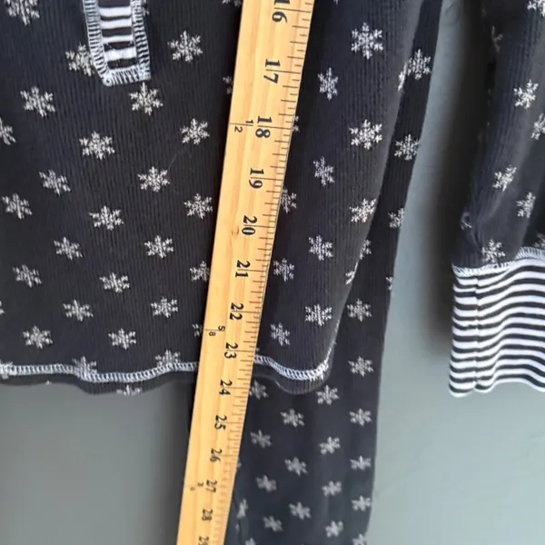 Victorias Secret Womens Black Waffle Knit Snowflake Pajama Set Small Thermal - Image 11