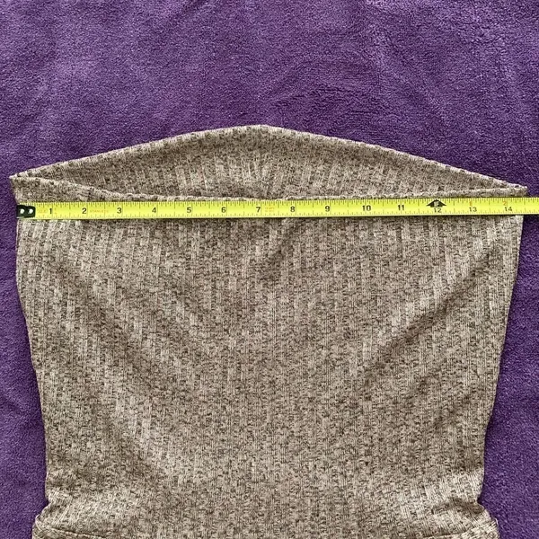 Jones New York NWT szM long sleeve heathered grey tan cowl neck high low tunic - Image 8