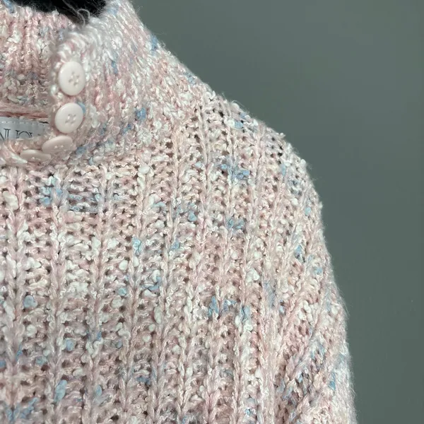Nuovo Industriale Pink Chunky Knit Vintage Sweater - Size Medium - 1980's Pastel - Image 2