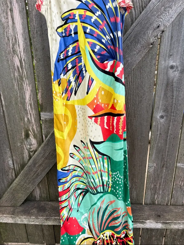 NWT Anthropologie Conditions Apply Ruffled Abstract Maxi Dress XS Retail $170.00 - Image 5