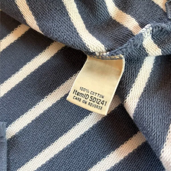LL Bean Rugby Henley Long Sleeve Cotton Top Blue White Stripes Womens Size Small - Image 5