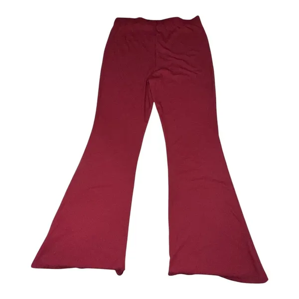 Final Touch Ribbed Knit Flare Pants Maroon Size L - Image 2